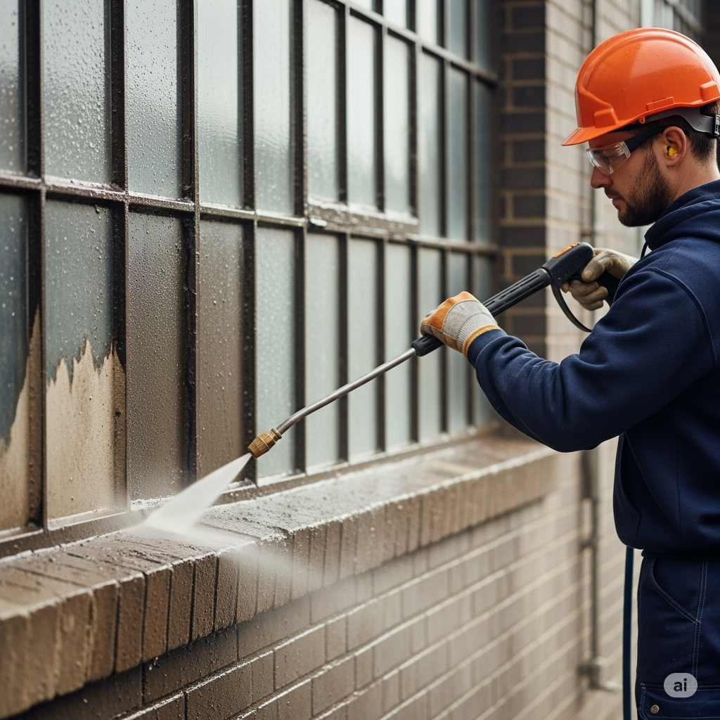 High-pressure cleaning in action with Tanong's precision triplex water pump.